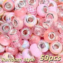 30/50顆 9x14mm 9款混色樹脂歐式大孔隔珠 鑲鑽手工珠 DIY手鍊筆珠手工配件 - 彩色 - 查看 21