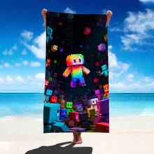1pc Style Beach Towel, Super Absorbent Large Beach Blanket, Suitable For Travel, Swimming Pool, Diving, Surfing, Yoga, Camping, Available In Multiple Sizes, Beach Accessories - Cube Man - View 4
