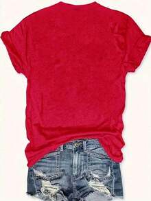 Camiseta de Gran Tamaño con Estampado Floral Clásico para Mujer, Talla, de Algodón Suave, Casual, Holgada, Básica, Moda Urbana de Verano - Rojo - Ver 2