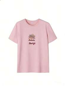 "Awesome Starlight" Fireworks Embroidery T-Shirt, Fashionable Short-Sleeved T-Shirt For Spring/Summer 2026, Made In Mexico, 180 Grams. Cartoon Print, Couple Design, Suitable For Indoor Or Outdoor Wear. Crew Neck, Unisex, Ideal For Office And Leisure. One-Pack. - PK-P631577SLNDXZGY448 - 查看 3