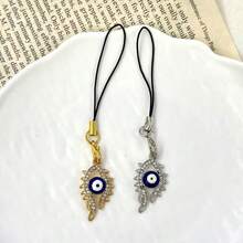 1pc Rhinestone Eye Shaped Phone Lanyard Charm, Universal Phone Pendant, Creative Phone Accessory, Elegant USB Charm - Multicolor - View 8