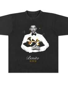 Vintage Bads Bu Nnys Grammys Benito Retro Merch T-Shirt. Sizes S To 3XL. Loose And Comfortable. - Black - View 6