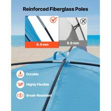 Beach Tent Sun Shelter For 4 Person, UPF 50+ Protection, Portable Sun Shade Canopy With Carrying Bag & Sand Pockets, Lightweight And Easy Setup Beach Umbrella For Camping Fishing Outdoor Picnic - for 4 Person, Sand Pockets - 查看 5