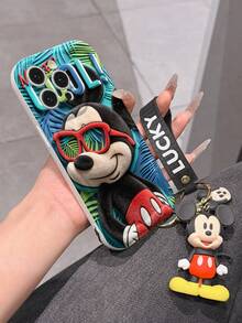 Disney Mickey Mouse Clubhouse Phone Case : 3D Fluffy Pattern Border Protector Phone Soft Phone Case With A Free Cute Mickey Bracelet Chain Lanyard, Mickey, Minnie, Goofy, Donald Duck, Daisy Duck, Pluto, For Apple 17 Promax 17 Pro 16 15 14 13 12 11 Pro Max XS Max X XR Soft Cover Summer Phone Case - trắng - Xem 6