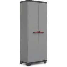 Mobiletto in plastica, alto, LxPxA: 68x39x173 cm, grigio/nero/rosso, incl.3 ripiani regolabili in altezza (max.La capacità di carico è di 15 kg. - Mobile alto - Visualizzare 1