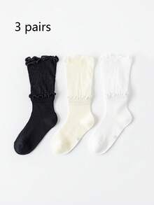3 đôi tất nhún bèo cho bé gái, tất lưới thoáng khí dài đến bắp chân, kiểu công chúa ngọt ngào, tất cotton mỏng mùa hè. - Nhiều màu - Xem 14