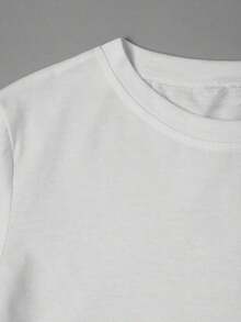 1 pieza de camiseta con diseño de perlas y jeans azules |     Camiseta Casual para Mujer, Estampado de Perlas Inspirado en el Denim, Cuello Redondo, Mangas Cortas, Fibra Transpirable, Primavera y Verano, 180g Algodón 100% - Negro 1 - Ver 9