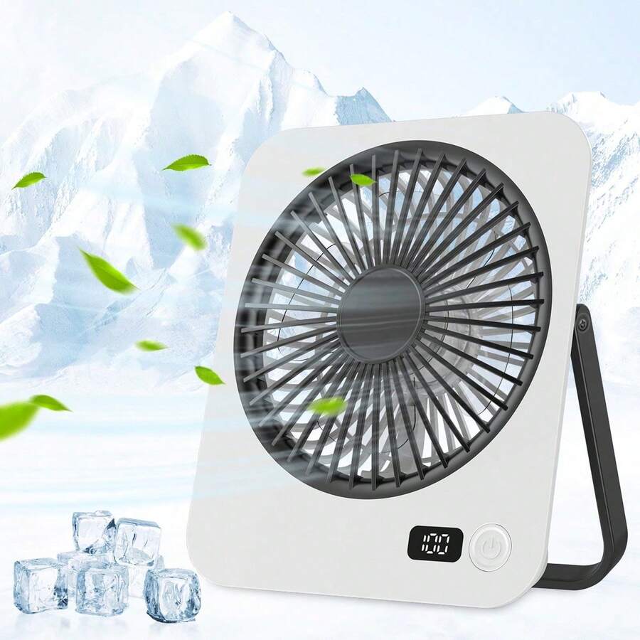 1pc Ultra-Quiet Mini Desktop Electric Fan, High-Airflow Portable Wall-Mounted Fan, USB Rechargeable Ultra-Thin Cooling Fan, Long-Lasting Battery Life For Indoor And Outdoor Use - A - View 1