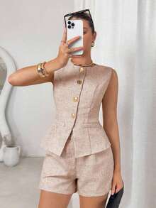 Traje elegante de oficina para mujer en amarillo claro/crema - Rosa 2 - Ver 8