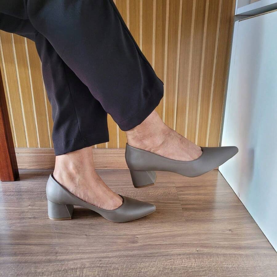 Women's Pump With 5cm Block Heel, Comfortable And Elegant For Work - Milithy Footwear - Xám - Xem 1