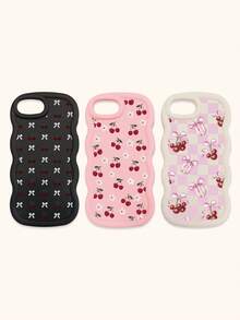 Bộ 3 ốp lưng điện thoại kiểu Coquette màu hồng trắng kẻ caro, in hoa anh đào và nơ, viền lượn sóng, làm bằng chất liệu TPU mềm, chống sốc, tương thích với iPhone 15/14/13/12/17 Pro Max & Galaxy S25 Ultra, thiết kế dễ thương nữ tính, phù hợp sử dụng hàng ngày hoặc làm quà tặng, dịp Lễ Tình nhân/Ngày của Mẹ/Sinh nhật/Bạn thân - Nhiều màu - Xem 23