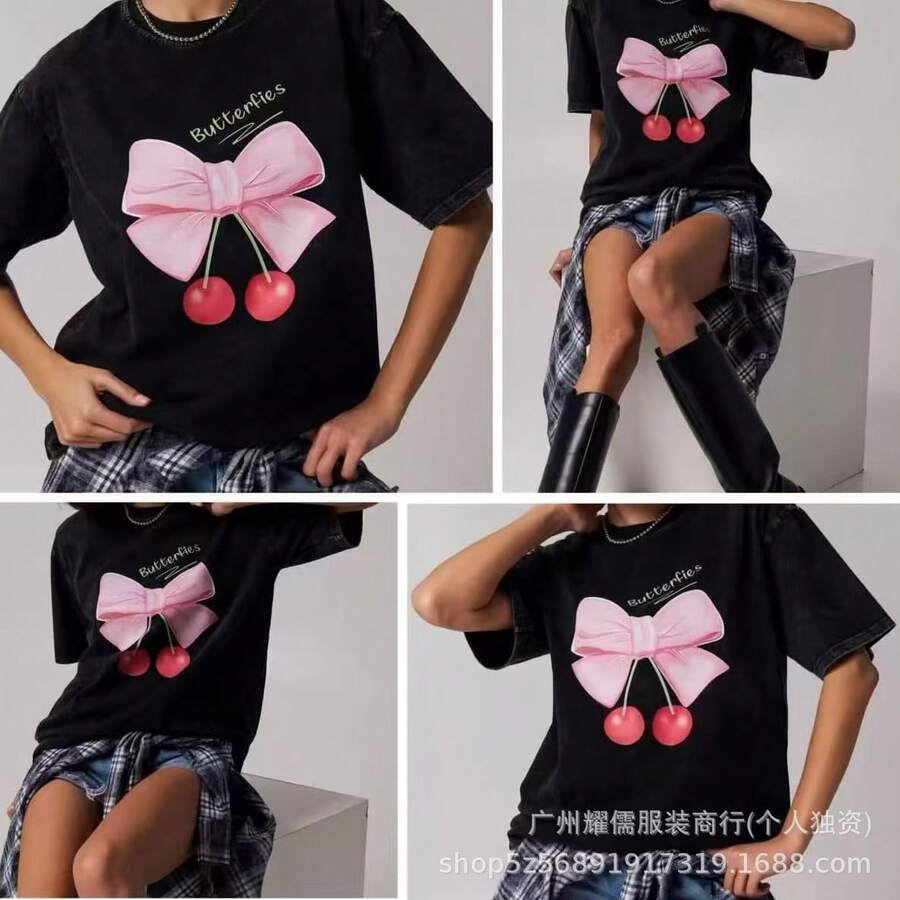 Unisex T-Shirt With Western Print, Casual Short Sleeves, Ideal For Men And Women, Everyday Wear And Casual Style - 白色 - 查看 1