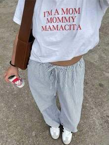 "I'm A Mom, Mommy, Mamacita" T-Shirt - "Mom Life" T-Shirt, Funny Slogan T-Shirt, Mom Team, Oversized T-Shirts For Women, Mother's Day Gift, Machine Washable Casual T-Shirt For Vacation, Urban And Sportswear - 1-白色 - 查看 2
