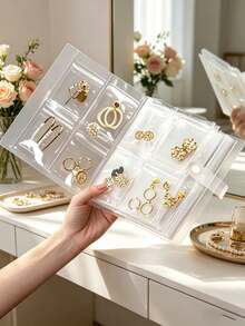 1 buah Album Penyimpanan Perhiasan Transparan Portabel, 84/160 Kantong Transparan, Terbuat dari Bahan PVC Anti-Oksidasi, Dapat Menyimpan Cincin, Anting, Kalung, dan Bros - MultiWarna - View 10