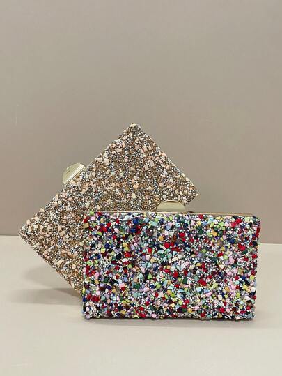 Multicolor Diamond Clutch Bag, Formal Ladies Evening Bag, Bridal Party Clutch, Diamond Ladies Evening Purse, Suitable For Parties, Galas, Weddings And Formal Occasions, Fashionable And Elegant Women's Metal Chain Shoulder Bag, Tready Bridal Clutch, Perfect For Parties, Weddings, Proms, Galas/Banquets, Can Be Paired With Wedding Gowns, Formal Dresses, Graduation Dresses, Birthday Dresses, Party Outfits