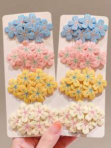 5pcs Embroidered Flower Hair Clips, Suitable For Teenagers, Side Bangs Clips, Sweet And Exquisite Hair Accessories, Luxurious Japanese-Style Hair Decorations - Multicolor - View 1
