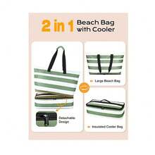 Large Beach Bags For Women, Waterproof And Sandproof Beach/Pool Bag With Wet Compartment And Zipper - Royal Blue - View 2