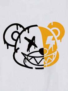 Hombres Camiseta con estampado de dibujos animados - Blanco - Ver 9