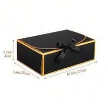 10 Packs Black And Gold Gift Boxes With Lids Bulk 10.6x7.8x3.1inch Black Gift Boxes With Ribbons Bridesmaid Proposal Box For Graduation, Presents, Birthday, Baby Shower, Anniversary - Black With Gold Trim - View 11