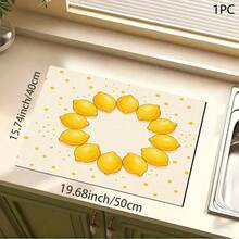 1pc Lemon Print Absorbent Mat/Drying Mat For Coffee Maker, Dishes - Polyester Absorbent Desktop Protective Mat With Rubber Anti-Slip Pad, For Kitchen Counter Decor, Home Bar And Dining Table - Multicolor - View 8