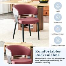 Mid-Century Modern Style Dining Chairs, Set Of 2, Retro Armchairs With Barrel-Shaped Armrests And Patterned Backrests, Faux Leather Kitchen Chairs With Sturdy Legs For Home And Restaurants - 紅色 - 查看 6