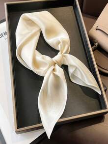 1pc Women's Solid Color Square Scarf, Fashion Plain Silk Scarf, Versatile Hair Band, Waist Belt, Bag Strap, Multi-Functional Shawl - Multicolor - View 8