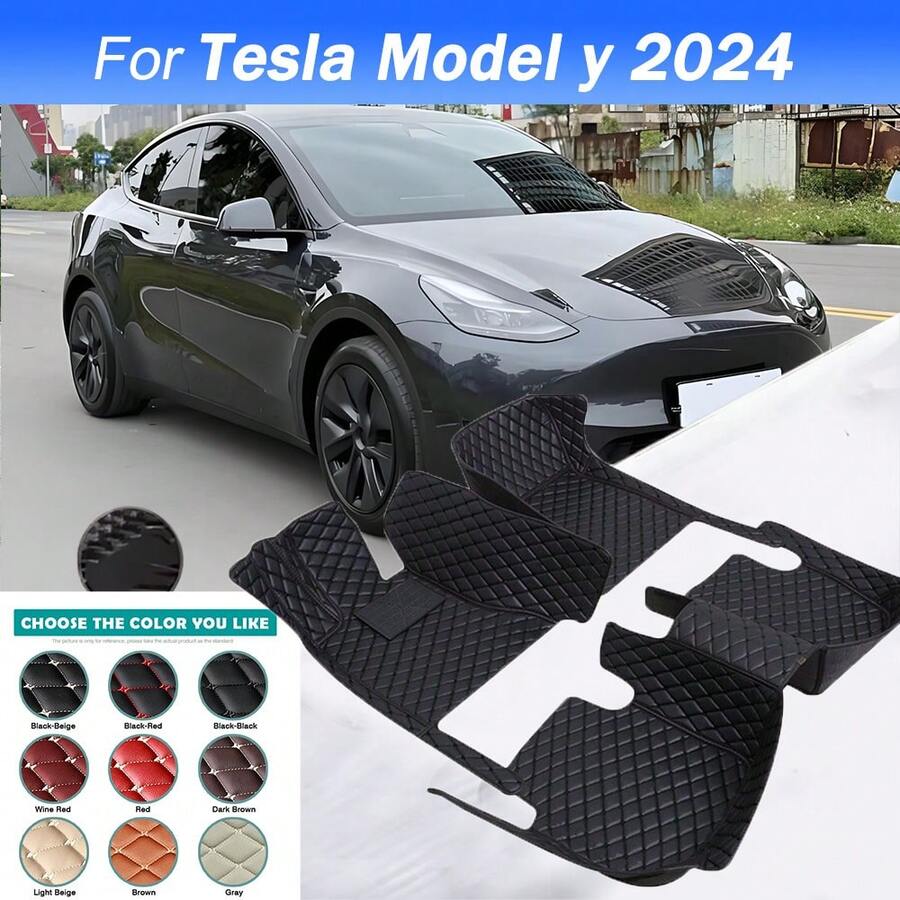 2024 高端奢華 PU 皮革全覆蓋壓花汽車腳墊，防水、防滑、耐污、耐用，黑米色多色全覆蓋左/右方向盤腳墊