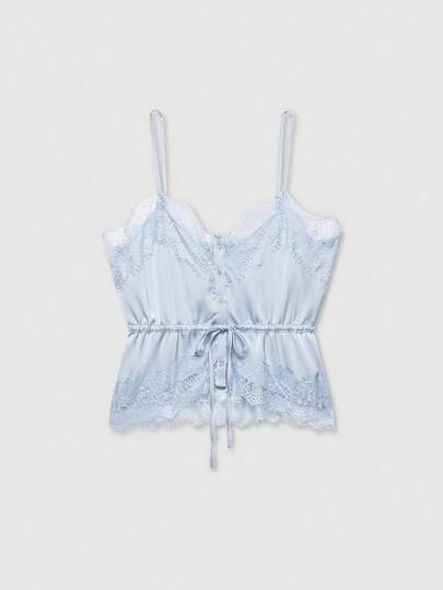 Lace Patchwork Silk-Feel Casual Camisole