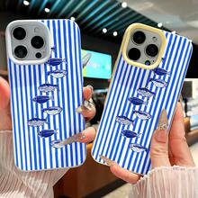 Sardine Stripes Design Phone Case Compatible With  17  16 Pro Max  15 Pro Max  13 And  12 Made Of TPU Material Providing Shock And Drop Protection A Great Gift For Family Friends Loved Ones Boyfriends Girlfriends And For Holidays - Blue - View 4