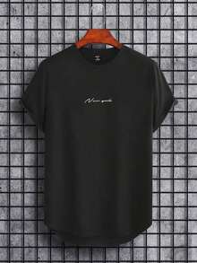 Camisetas Manfinity Homme para Hombre, Cuello Redondo, Manga Corta, con Eslóganes, Estilo Casual - Negro - Ver 3