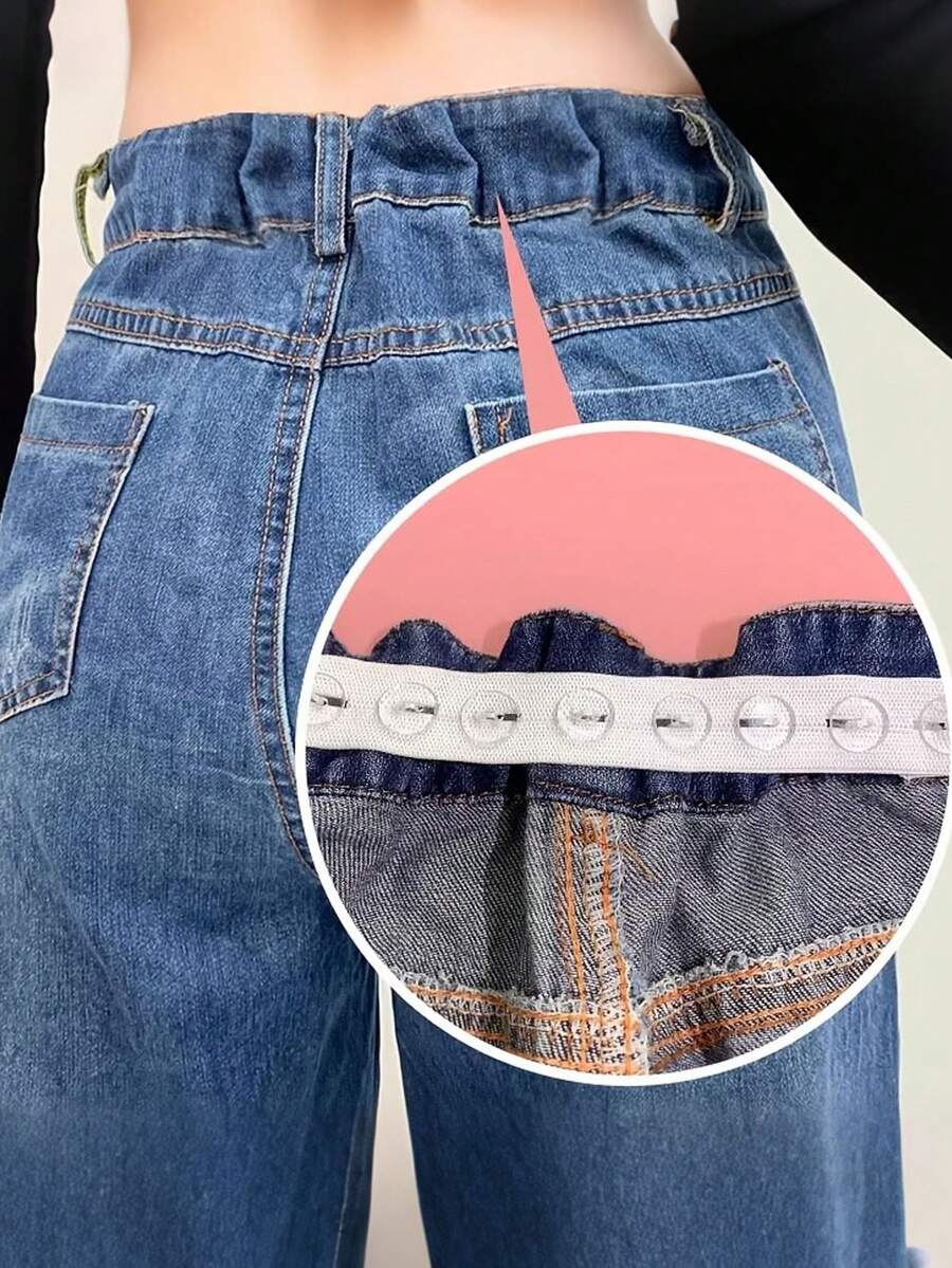 Elastic Waist Belt With Adjustable Buckle, Suitable For Jeans Skirts And Jeans, Invisible Seamless Design - Multicolor - View 1