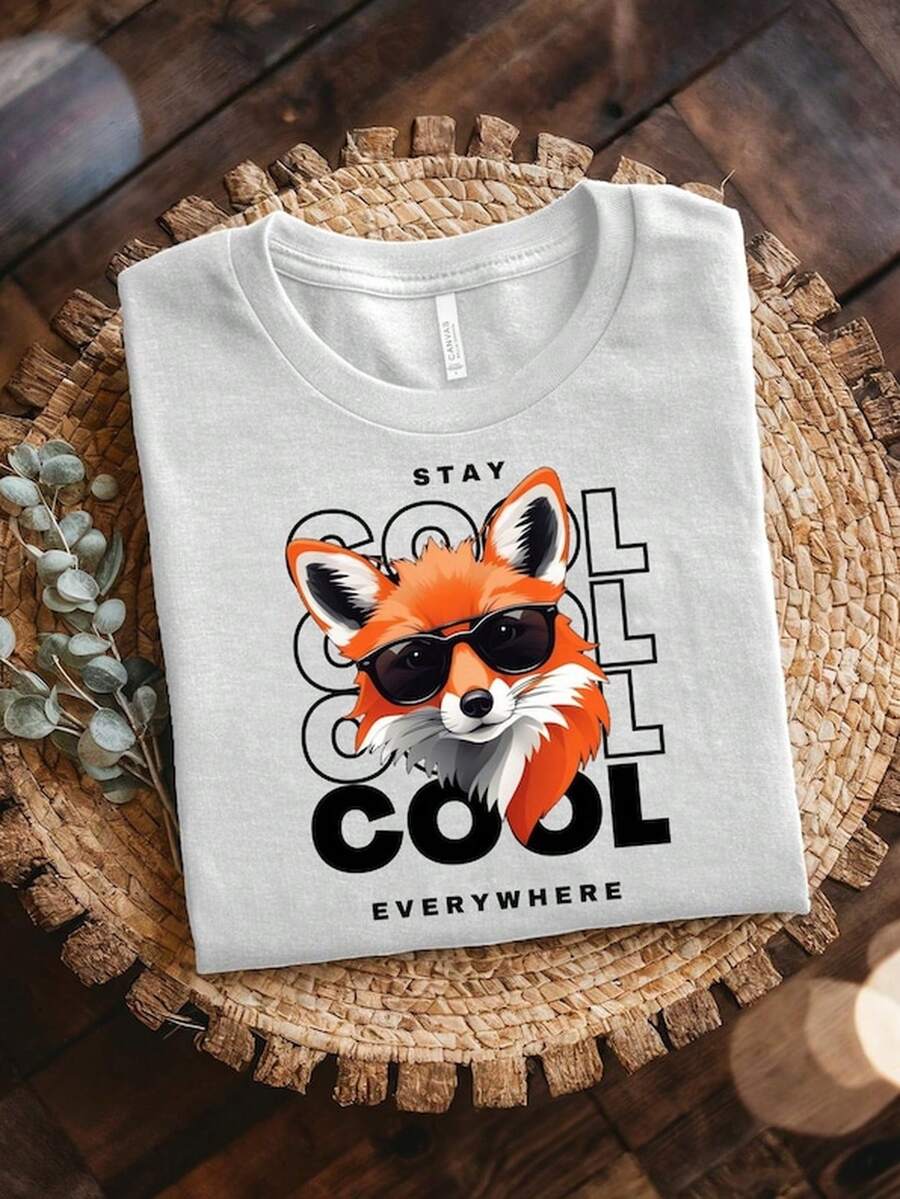 Cool Red Fox With Black Gla1sses T1S1Hirt Stay Cool Everywhere UniS1ex C1AmiS1eta de aL1Godn Rega1lo perfecto para amantes de Fox F11111RIENDS, Red Fox T1EE,
