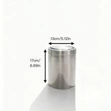 1个多功能不锈钢仿古铜色翻盖工具收纳桶，可拆卸圆形容器，小型工具和垃圾整理桶，适用于厨房、办公室、客厅、卧室、户外，便携式，2升垃圾桶 - 砂光不銹鋼翻蓋筒 - 查看 5