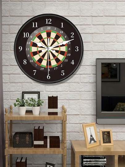 Orologio da parete rotondo con design a bersaglio a tema fantasy - alimentato a batteria, nero con grafiche colorate del bersaglio da freccette, ideale per soggiorno, camera da letto, cucina, ufficio, aula, decorazione della sala giochi - regalo unico per famiglia e amici, orologio da parete per il soggiorno