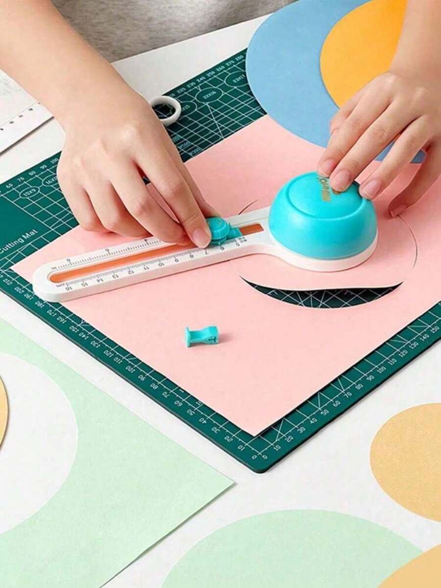 1pc Multifunctional Adjustable Paper Cutter, Paper Art Cutting Tool, Precise Measurement, With Metric And Imperial Scales, Simple Operation, Lightweight And Portable, Suitable For Various Sizes Of Circular Paper Art Cutting