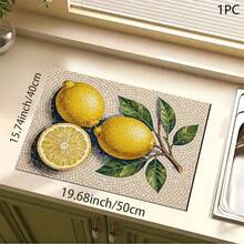 1pc Lemon Print Absorbent Mat/Drying Mat For Coffee Maker, Dishes - Polyester Absorbent Desktop Protective Mat With Rubber Anti-Slip Pad, For Kitchen Counter Decor, Home Bar And Dining Table - Multicolor - View 14