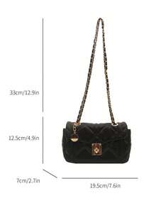2026 Luxury Quilted Solid Color PU Special Lock Shoulder Bag For Women, Multi-Functional Clutch, Suitable For Daily Outings, Work, Parties, Dates And More, Also Great As A Gift - Black - View 6