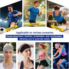 Sweatbands Sports Headband For Men And Women Terry Cloth Moisture Wicking Sports Sweatband For Basketball, Running, Working Out, - đen, xám, đỏ trắng xanh - Xem 4