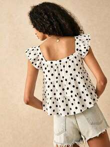 Blusa informal de mujer con volantes en el borde de unicolor - Multicolor 5 - Ver 3