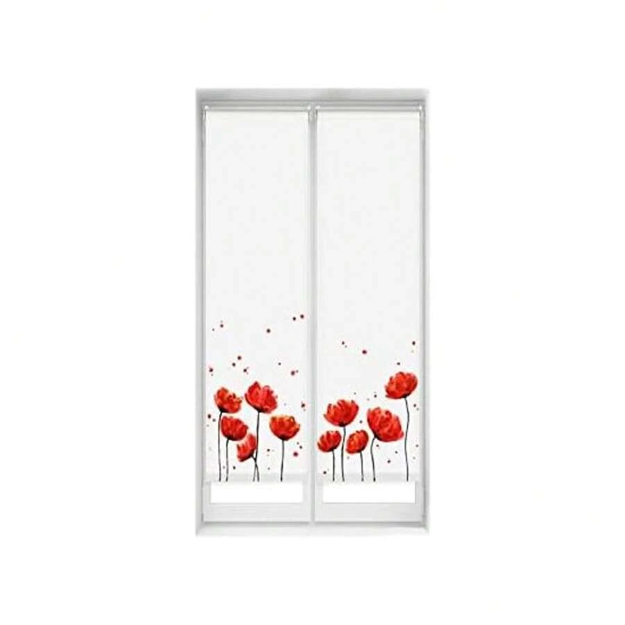 KIWI | Pack Of 2 Translucent Roller Blinds, Tool-Free Installation, Sizes From 40 To 90 Cm Wide And From 150 To 180 Cm High, Easyfix Drill-Free Installation, Available In 5 Models - 紅色 - 查看 1