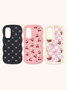 Bộ 3 ốp lưng điện thoại kiểu Coquette màu hồng trắng kẻ caro, in hoa anh đào và nơ, viền lượn sóng, làm bằng chất liệu TPU mềm, chống sốc, tương thích với iPhone 15/14/13/12/17 Pro Max & Galaxy S25 Ultra, thiết kế dễ thương nữ tính, phù hợp sử dụng hàng ngày hoặc làm quà tặng, dịp Lễ Tình nhân/Ngày của Mẹ/Sinh nhật/Bạn thân - Nhiều màu - Xem 29