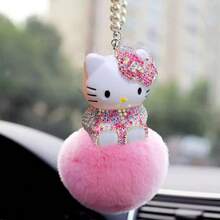 1 chiếc phụ kiện trang trí xe hơi Sanrio, móc khóa Hello Kitty dễ thương, mặt dây chuyền Hello Kitty đính đá lấp lánh gắn gương xe - Quà tặng ngày lễ cho nữ - Phụ kiện trang trí xe hơi Hello Kitty - Nhiều màu - Xem 9