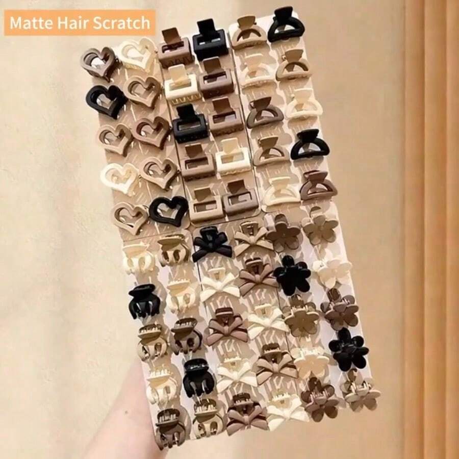60pcs Minimalist Matte Butterfly & Flower Small Hair Clips, Multi-Color Options, Suitable For Daily Wear - Multicolor - View 1