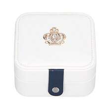 Jewelry Box with Compartment, Travel Jewelry for Earrings Rings Necklaces, Portable Jewelry Storage, Faux Leather Jewelry Box for Women, for Valentine - Blanco - Ver 2