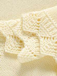 1件可客製化手工刺繡嬰兒針織毯，精緻小鴨刺繡，荷葉邊，舒適簡約設計，適合兒童 - 米白 - 查看 6