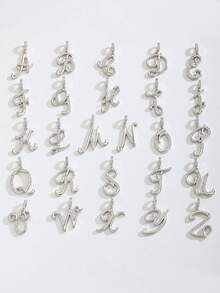 1pc Individuality Cubic Zirconia Exquisite Handwriting Initial Letter Silver Stainless Steel Necklace For Boys Girls Initial Alphabet Pendant Necklace For Daily Wear - Silver - View 6