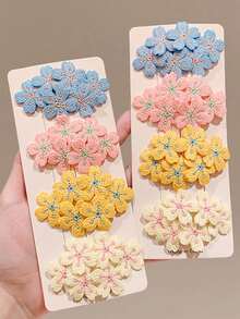 5pcs Embroidered Flower Hair Clips, Suitable For Teenagers, Side Bangs Clips, Sweet And Exquisite Hair Accessories, Luxurious Japanese-Style Hair Decorations - Multicolor - View 5