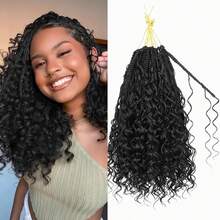 3 hộp, tổng cộng 42 lọn tóc giả bện kiểu Bohemian Goddess - Tóc giả bện xoăn/gợn sóng kiểu châu Phi, đuôi tóc uốn sẵn, lọn xoăn tự nhiên bồng bềnh, phù hợp cho kiểu tóc dự tiệc Halloween và Giáng sinh - Dễ tạo kiểu và bảo quản, kiểu tóc ngày lễ, phong cách Boho, dễ chăm sóc - Nhiều màu - Xem 2