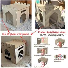 1 Set Casa de Madera para Conejos, Casa y Escondite de Madera Adecuado para Conejos, Chinchillas, Hámsters y Cobayas de Interior - Multicolor - Ver 4
