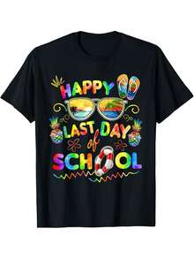 "Have A Great Last Day Of School" T-Shirt For Teachers And Students - Vintage Summer Style - Black - View 1